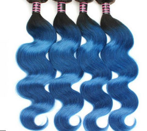 Cheveux bleus mous sains Extentions de Vierge de la catégorie 8A d'Ombre pour la déesse