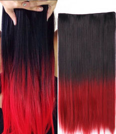 Bouclé naturel de fibre d'extension synthétique rouge à hautes températures de cheveux
